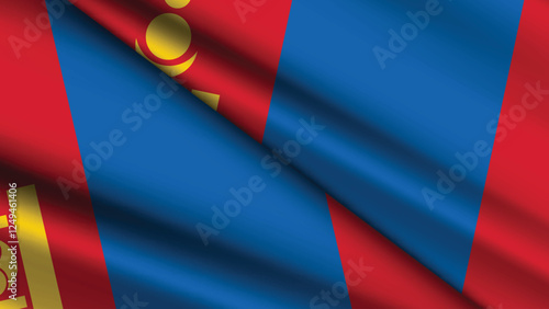 National Background of MONGOLIA Featuring Two Wavy Flags