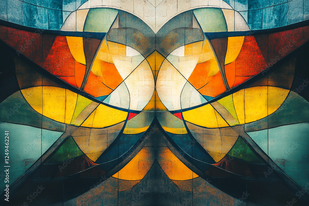 Fototapeta premium A geometric creative pattern with geometric colorful shapes generative ai