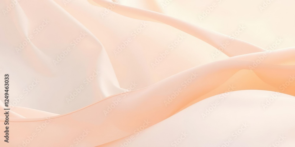 Obraz premium Pastel-colored fabric wave gently sways in the breeze, peaceful ambiance, calming atmosphere