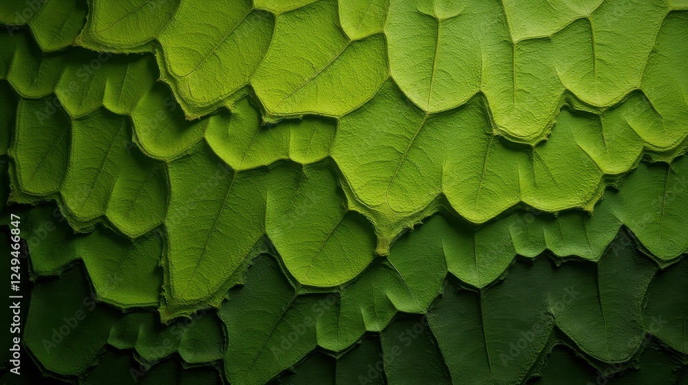 Naklejka premium Close-Up View of Vibrant Green Leaf Textures and Patterns