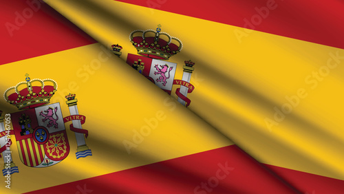 National Background of SPAIN Featuring Two Wavy Flags