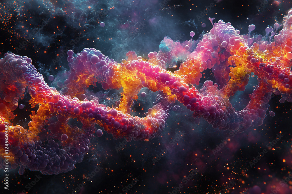 Fototapeta premium Generative AI Depiction of DNA Helix and Genetic Mutations in Molecular Biology
