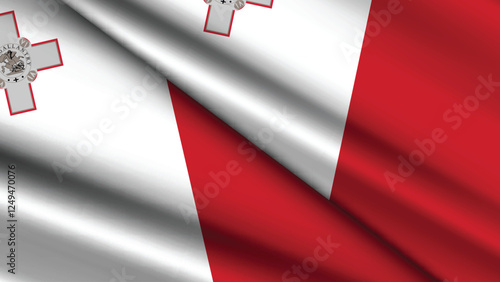 National Background of MALTA Featuring Two Wavy Flags