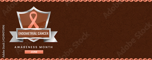 Peach ribbon awareness graphic for International Endometrial Cancer Awareness Month banner.