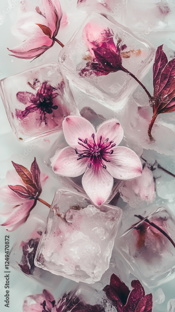 Frozen flowers in ice cubes Frozen flowers in ice cubes
