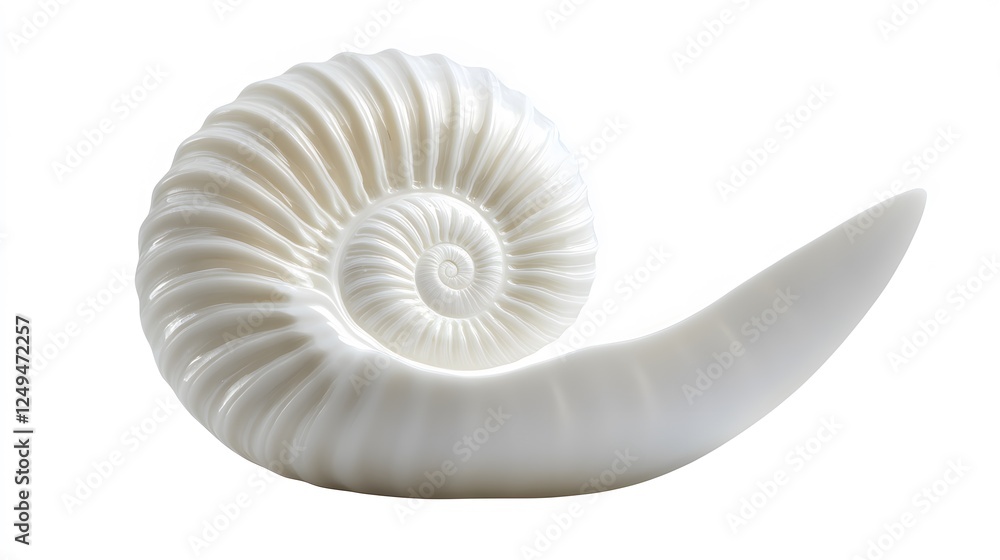 A smooth white seashell, clean white background, transparent isolate A smooth white seashell, clean white background, transparent isolate