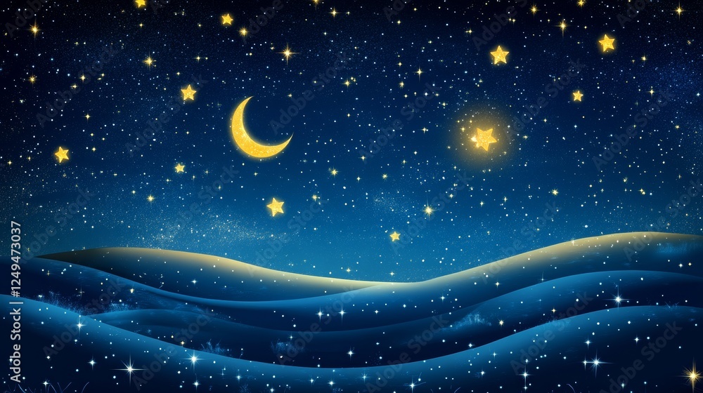 Fototapeta premium Night sky glowing with stars, creating a beautiful backdrop. 