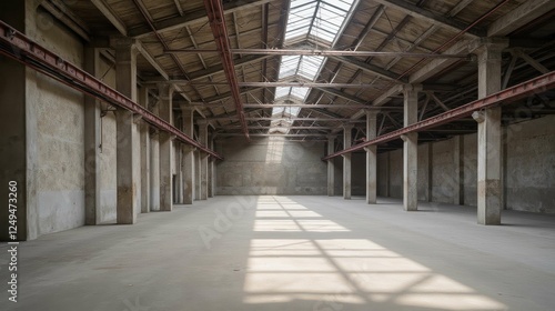Wallpaper Mural Spacious Empty Industrial Warehouse with Natural Light Streaming In Torontodigital.ca