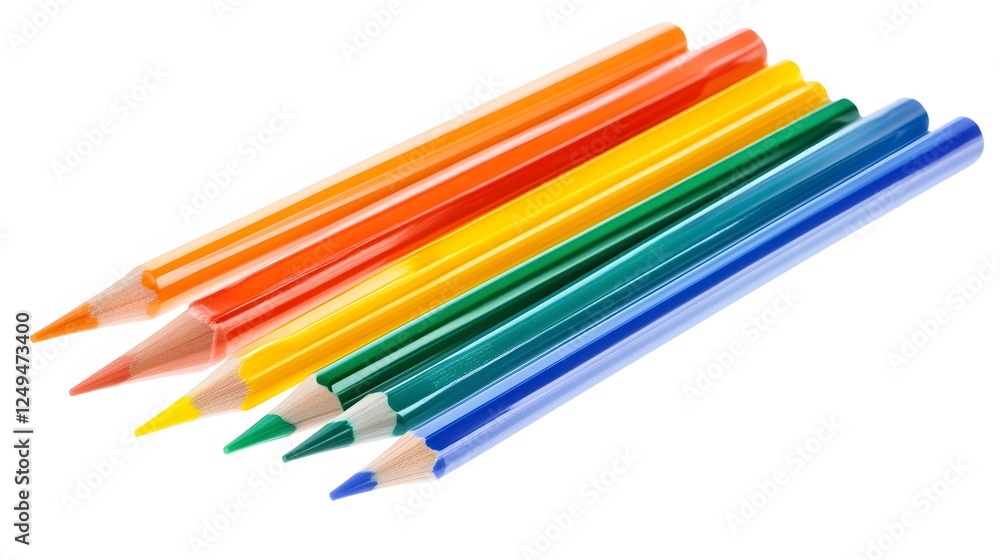 A set of colorful pencils, clean white background, transparent isolate A set of colorful pencils, clean white background, transparent isolate