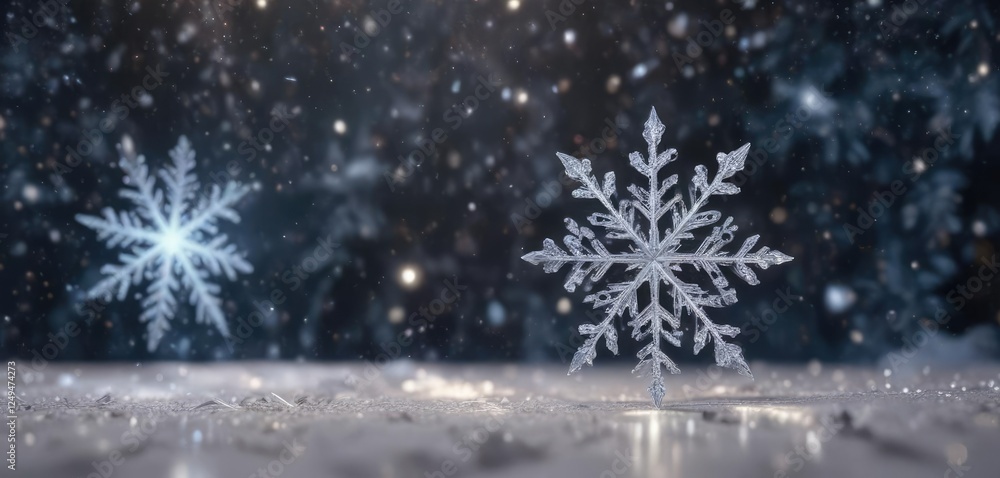 Sparkly snowflakes falling from the sky on Christmas Day, glitter, snow Sparkly snowflakes falling from the sky on Christmas Day, glitter, snow