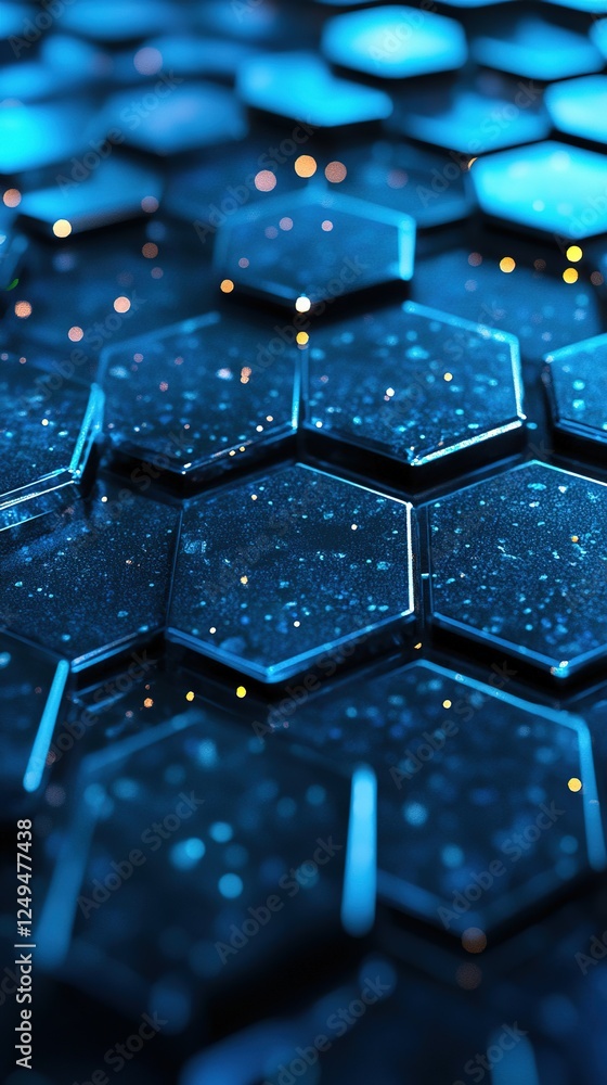 Ai generated glowing hexagonal pattern with blue highlights Ai generated glowing hexagonal pattern with blue highlights
