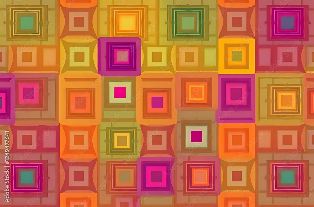 Abstract Geometric Wallpaper with Vibrant Square Patterns