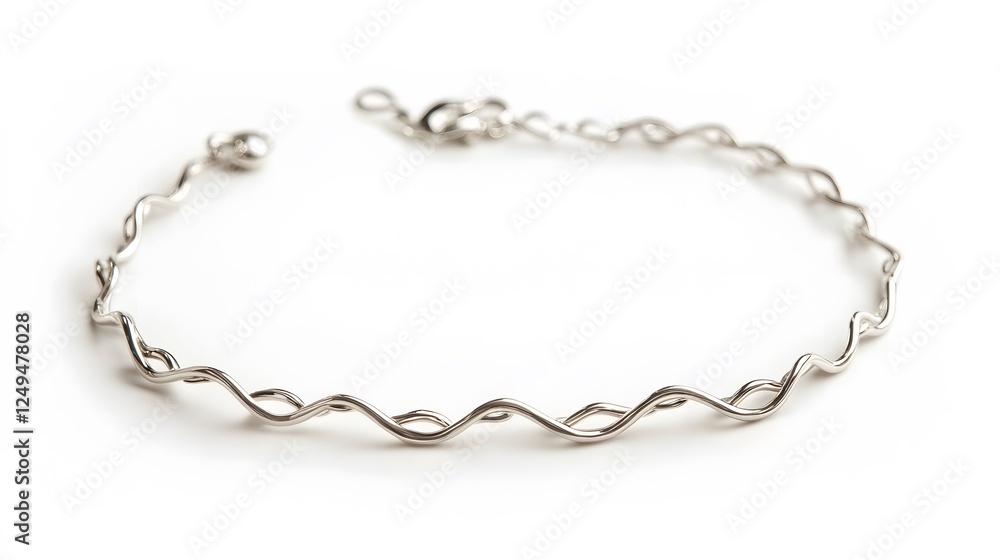 Fototapeta premium A delicate silver bracelet, clean white background, transparent isolate