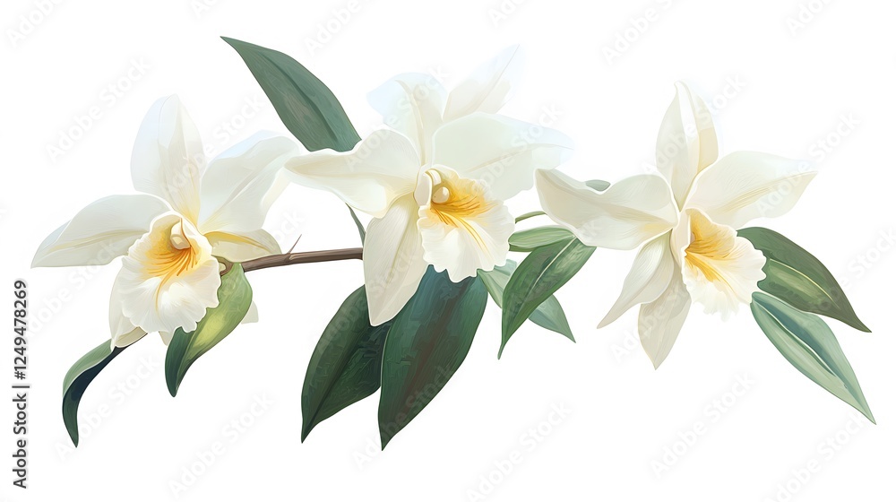 Obraz premium A beautiful orchid flower, clean white background, transparent isolate