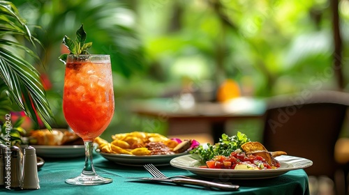 Tropical Restaurant Drinks & Food Outdoor Setting photo