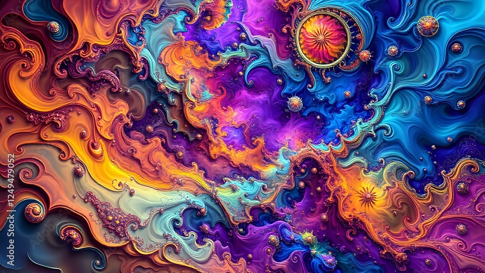 Vibrant Abstract Digital Art - Fractal Expressionism Design Vibrant Abstract Digital Art - Fractal Expressionism Design