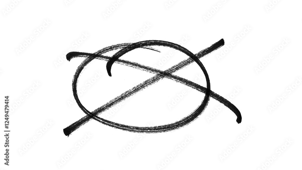 Black Cross Mark Brushstroke – Hand-Drawn Rejection Symbol on Transparent Background