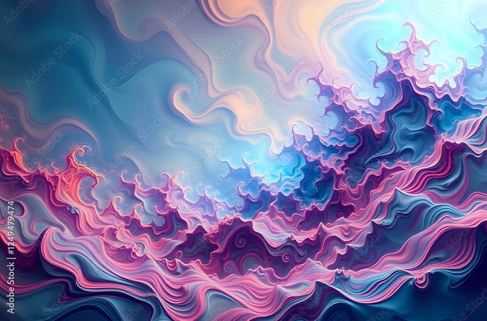 Vibrant Cosmic Abstract Painting with Fluid Brushstrokes Vibrant Cosmic Abstract Painting with Fluid Brushstrokes