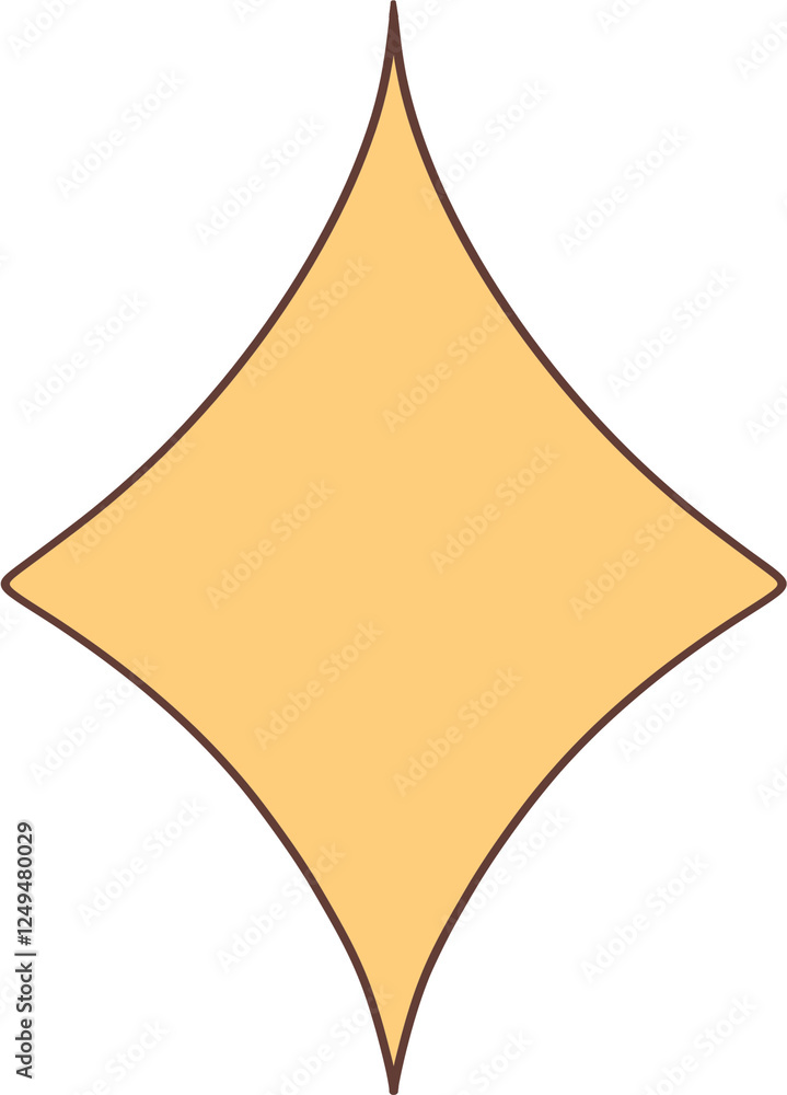 Hand-drawn a diamond-shaped figure in a warm yellow hue, featuring smooth curves and pointed ends. Hand-drawn a diamond-shaped figure in a warm yellow hue, featuring smooth curves and pointed ends.