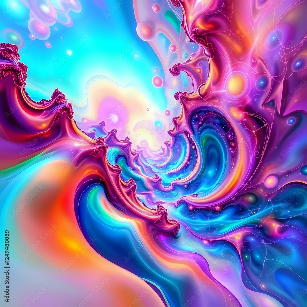 Fototapeta premium Surreal Purple Portal - Vibrant Fractal Expressionist Abstract Art (1:1)