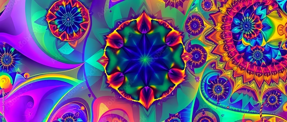 Vibrant Abstract Mandala Art with Geometric Patterns Vibrant Abstract Mandala Art with Geometric Patterns
