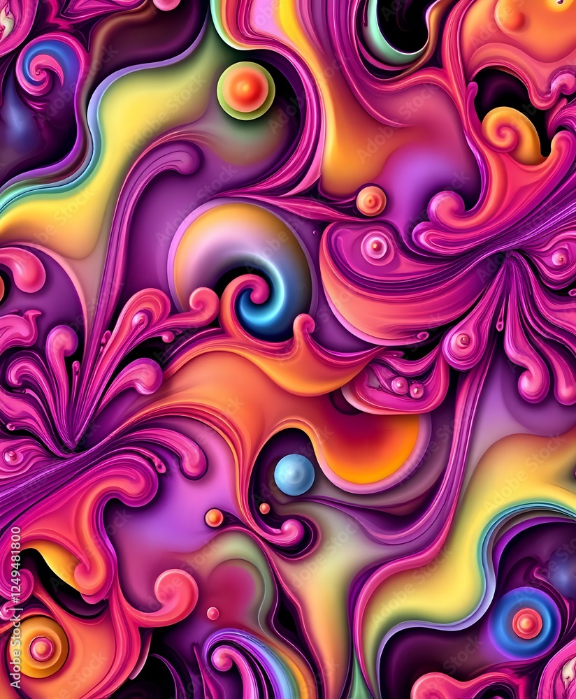 Vibrant Abstract Swirls and Dots Art