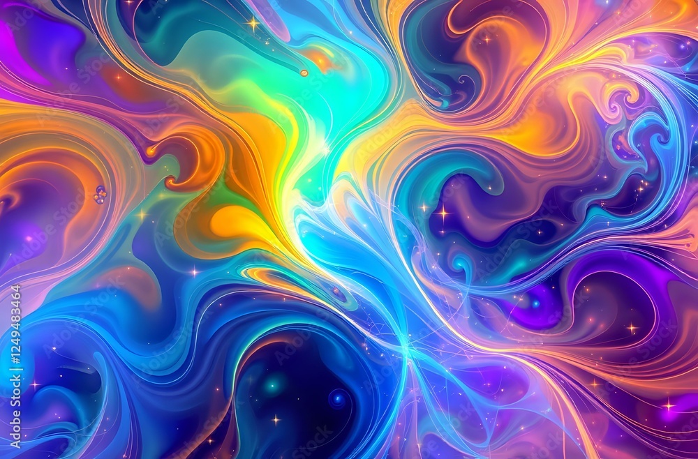 Abstract Fractal Art with Vibrant Swirling Colors and Ethereal Lighting Abstract Fractal Art with Vibrant Swirling Colors and Ethereal Lighting