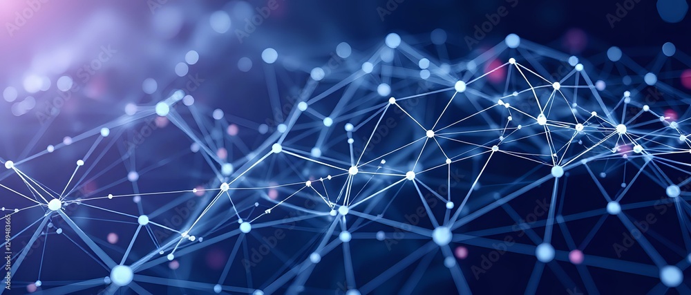 custom made wallpaper toronto digitalFuturistic Abstract Digital Art | Interconnected Nodes on Dark Blue Background