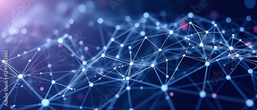 Wallpaper Mural Futuristic Abstract Digital Art | Interconnected Nodes on Dark Blue Background Torontodigital.ca