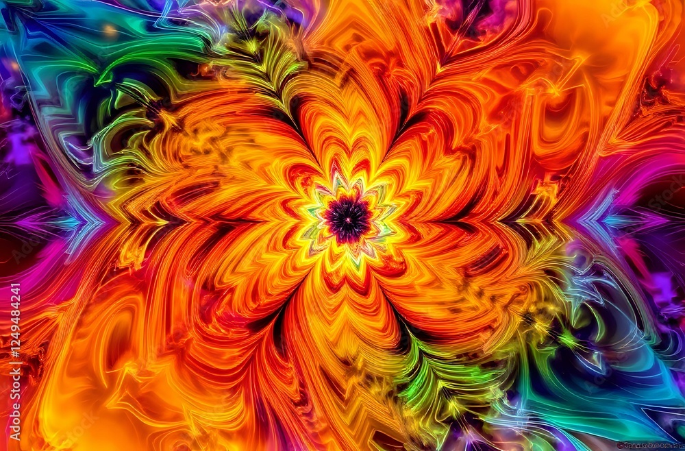Vibrant Abstract Digital Art: Fractal Geometry & Swirling Colors Vibrant Abstract Digital Art: Fractal Geometry & Swirling Colors