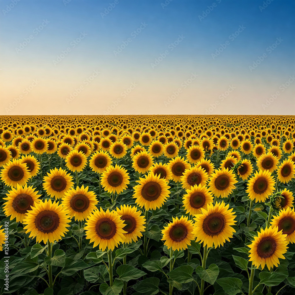 Fototapeta premium sunflower field at sunset