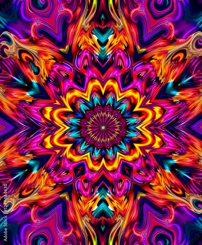 Vibrant Fractal Expressionist Abstract Artwork with Kaleidoscopic Patterns Vibrant Fractal Expressionist Abstract Artwork with Kaleidoscopic Patterns