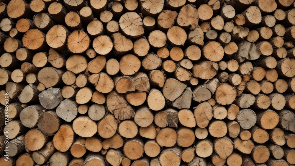 A Stack of Tightly Packed Round Wooden Logs, a Natural Texture Background for Design Projects A Stack of Tightly Packed Round Wooden Logs, a Natural Texture Background for Design Projects