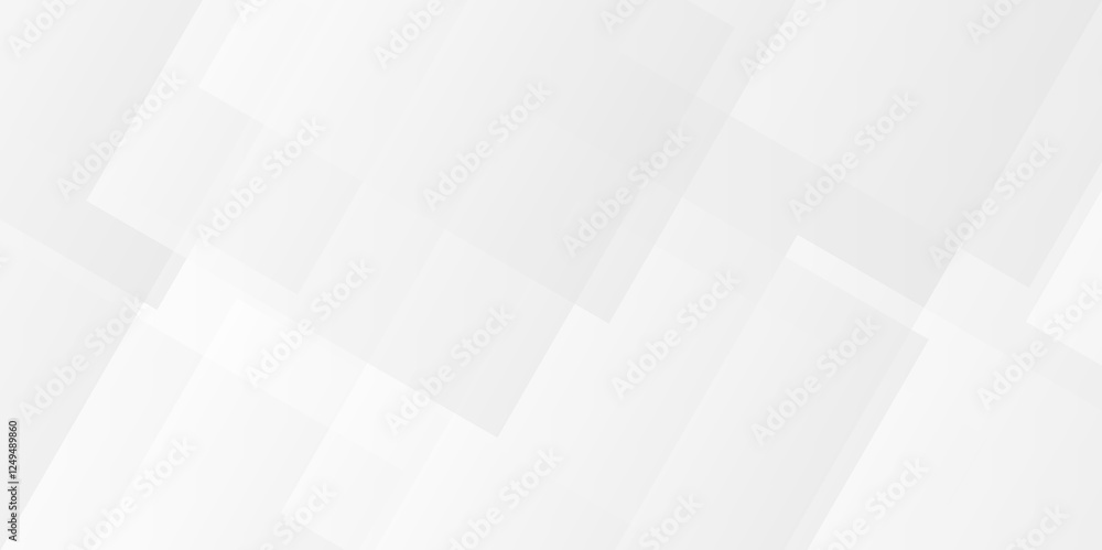 Obraz premium White and gray overlap triangle geometric technology pattern. minimal rectangle randomly arranged white lines transparent web square background layers. overlapping presentation design. 