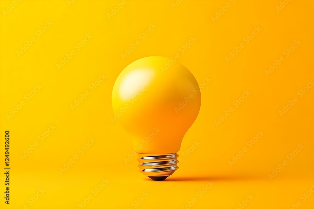 A yellow light bulb is centered against a bright yellow background, creating a minimalist and vibrant visual effect. Concept Minimalist Design, Bright Yellow Aesthetic, Vibrant Visuals A yellow light bulb is centered against a bright yellow background, creating a minimalist and vibrant visual effect. Concept Minimalist Design, Bright Yellow Aesthetic, Vibrant Visuals
