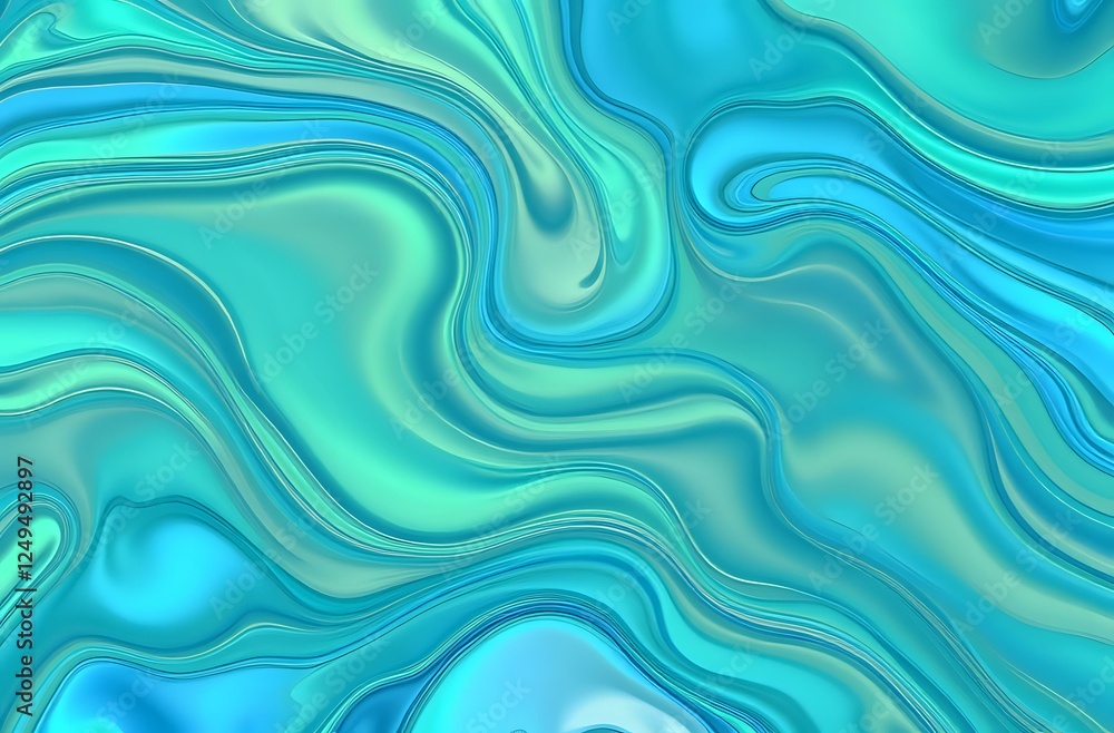 Abstract Digital Art: Liquid Flow in Blue-Green Palette Abstract Digital Art: Liquid Flow in Blue-Green Palette