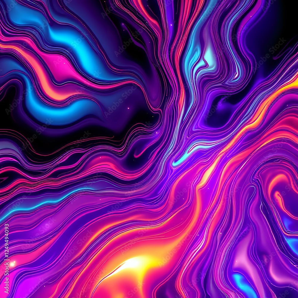 Fototapeta premium Neon Liquid Abstract Digital Art with Futuristic Swirls