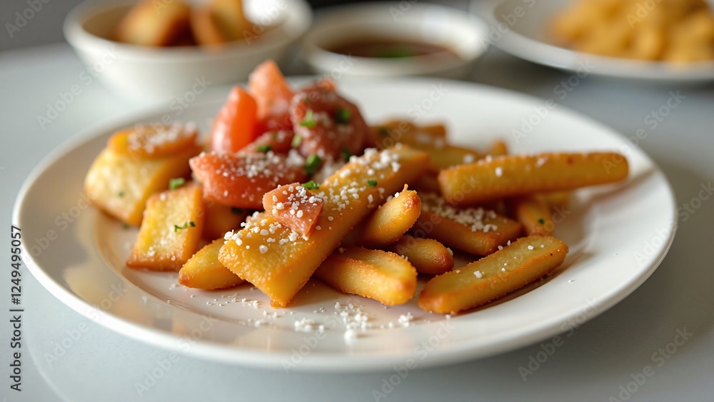 Delicious Fried Polenta Fries with Tomatoes and Parmesan Delicious Fried Polenta Fries with Tomatoes and Parmesan