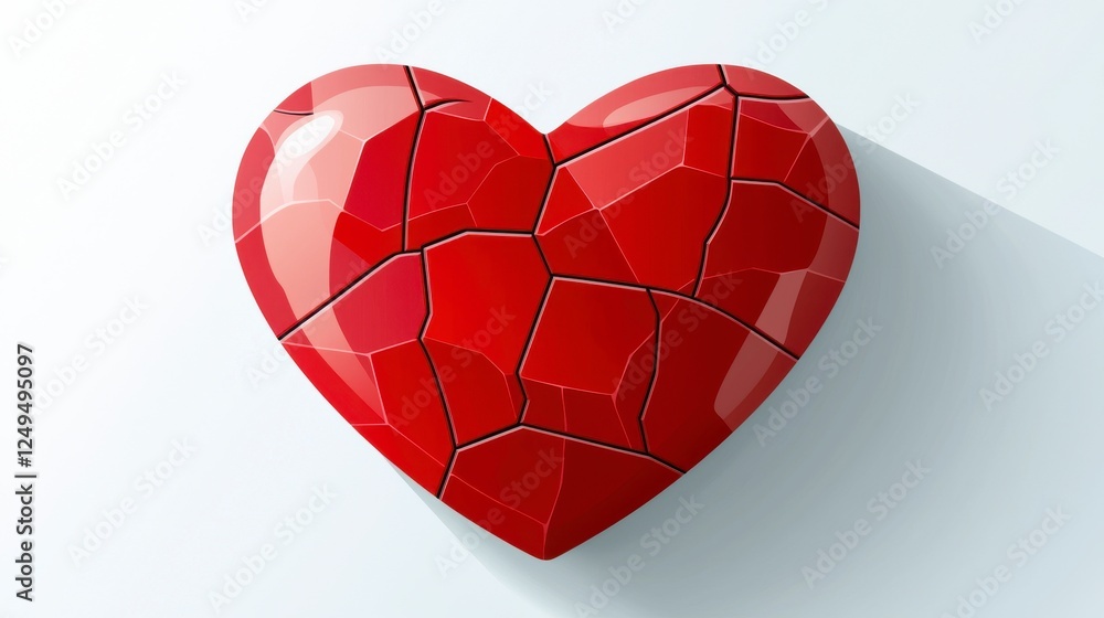 Broken Red Heart Illustration On White Background Broken Red Heart Illustration On White Background