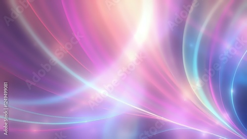 Abstract Digital Art of Swirling Light Rays in Ethereal Nebula