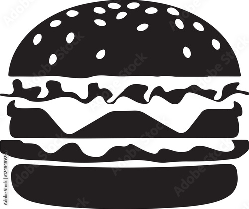 Burger Silhouette isolated on white background
