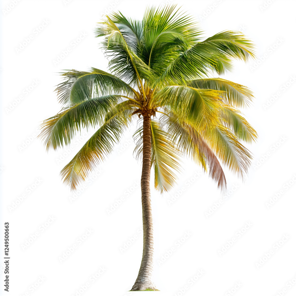 Obraz premium Palm tree with green branches isolated on white background