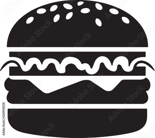 Burger Silhouette isolated on white background
