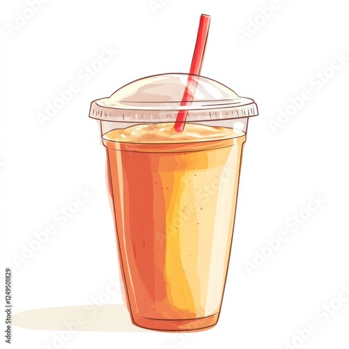 Orange smoothie in disposable cup photo