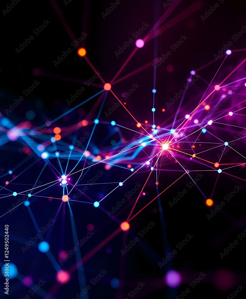 Fototapeta premium Abstract Digital Neural Network Artwork - Futuristic Abstract Digital Painting