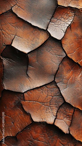 Close up of textured leather panels in a mosaic style