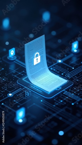 Smart contracts represented through conceptual diagrams showcasing automated agreements and security features in a digital environment