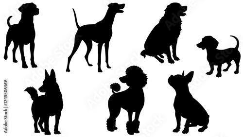 Stylish silhouettes set of dog