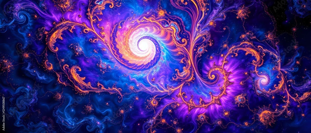 Vibrant Cosmic Nebula - Abstract Space Background with Swirling Galaxies Vibrant Cosmic Nebula - Abstract Space Background with Swirling Galaxies