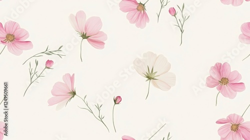 Wallpaper Mural Elegant Pink Floral Pattern Image Backgrounds With Flowers Illustration Design And Texture Elements And Patterns For Print Media Products And Digital Use. With Soft Pastel Pink Tones, Delicate Torontodigital.ca